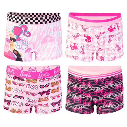Barbie Amazon Exclusive 100% Combed Cotton Underwear and 4-pk Girl Short Sizes 4, 6, 8 & 10, 4-Pack Girl Boxer, 4