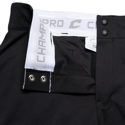 Pantalon de baseball CHAMPRO ample pour garçon à bas ouvert avec entrejambe ajustable et zone de glisse renforcée Noir