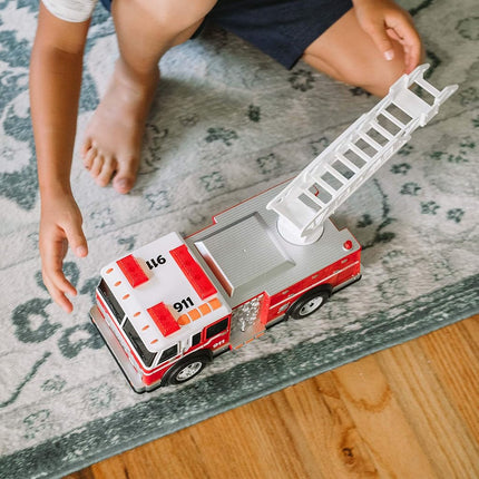 Maxx Action Large Fire Truck – Lights and Sounds Vehicle with Extendable Ladder | Motorized Drive and Soft Grip Tires | Firetruck Toys for Kids 3-8 – Sunny Days Entertainment