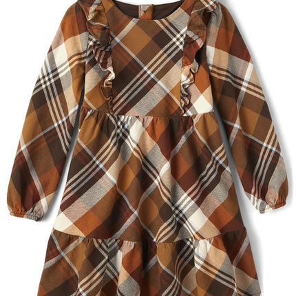Gymboree,and Toddler Long Sleeve Casual Print Dresses, Flutter Plaid, 3T