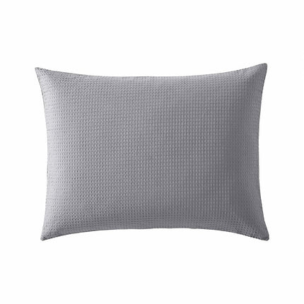 Vera Wang - Queen Duvet Cover Set, Luxury Cotton Bedding with Button Closure, Includes Matching Shams (Waffle Pique Pewter Grey, Queen)