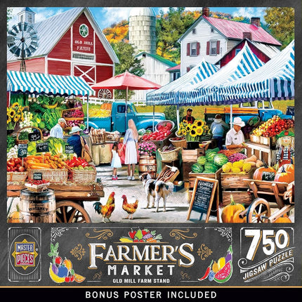 MasterPieces 750 Piece Jigsaw Puzzle for Adults, Family, Or Kids - Old Mill Farm Stand - 18"x24"