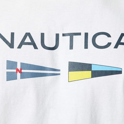 Nautica Men's Sustainably Crafted Logo Signal Flag Graphic T-Shirt, Bright White, XS