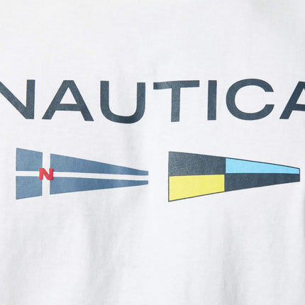 Nautica Men's Sustainably Crafted Logo Signal Flag Graphic T-Shirt, Bright White, XS
