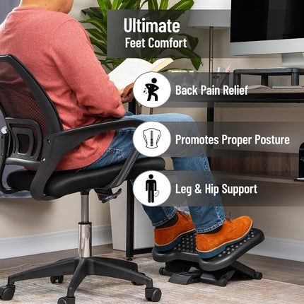 Repose-pieds Mind Reader, sous le bureau au travail, ergonomique, réglable en hauteur, bureau, plastique, 43,2 cm (L) x 33 cm (l) x 15,9 cm (H), noir