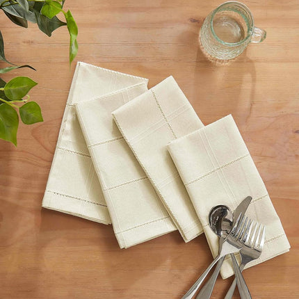 IZOD - Cloth Napkins, Decorative Table Accessories, Woven Holiday Decor, Set of 4 (Chadwick Linen/Gold, 20" x 20")
