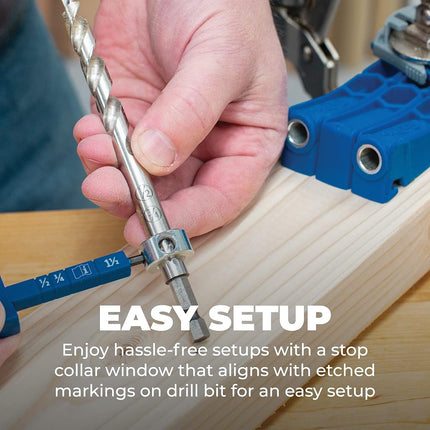 Kreg Easy-Set Pocket-Hole Drill Bit with Stop Collar & Gauge/Hex Wrench, KPHA308