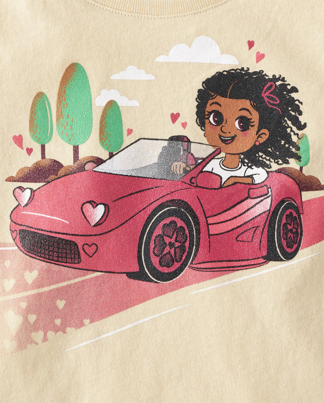 The Children's Place Toddler Girls Short Sleeve Graphic T-Shirt, Girl Car, 5T