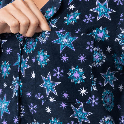 Fruit of the Loom Women's Flannel Sleep Shirt Pyjamas, Starflake, 4X