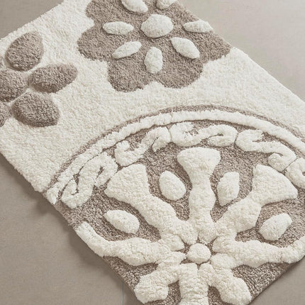 Madison Park Casablanca Tapis de Bain en Coton Touffeté à Motif Médaillon Floral Ultra Doux Antidérapant Mignon Chic, 50x76 cm Gris