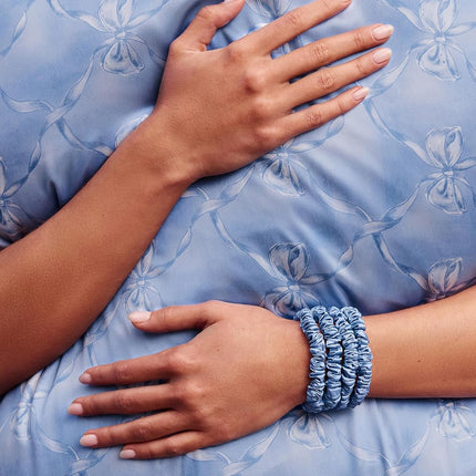 Slip Silk Hair Ties, Cornflower Skinny Scrunchies, Set of 4 | Anti-Damage