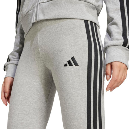 adidas Women's Essentials 3-Stripes Cotton Leggings, Medium Grey Mottled/Black, XL