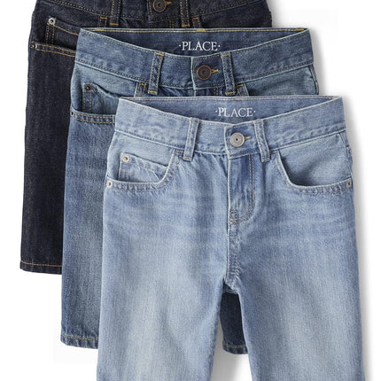 Shorts en jean extensibles The Children's Place pour garçons, lot de 3, délavage foncé, 6 ans