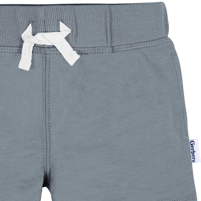 Gerber Baby-Boys Pantalones cortos de punto de 3 unidades para niños pequeños, talla 6-9 meses, color azul