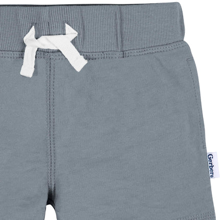 Gerber Baby-Boys Toddler 3-Pack Pull-On Knit Shorts, Blue, 3-6 Months