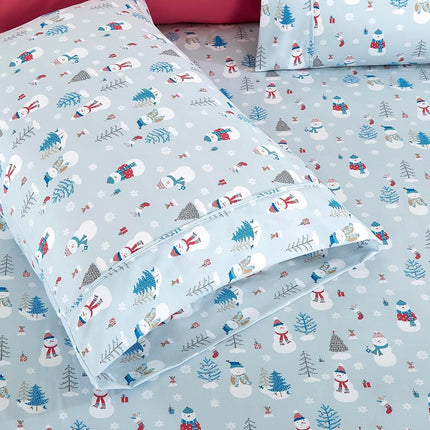 Elegant Comfort Luxury Soft Bed Sheets Holiday Pattern 1500 Premium Hotel Quality Microfiber - Softness Wrinkle and Fade Resistant (6-Piece) Bedding Set, Cal King, Silver Snowman