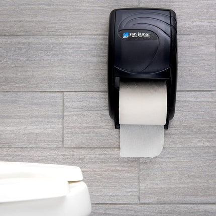 San Jamar R3590TBK Black Pearl Oceans Duett Standard Bath Tissue Dispenser