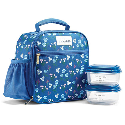 Fit & Fresh Lunch Bag For Women, Insulated Womens Lunch Bag For Work, Large Lunch Box For Women With Two Matching Containers, Townsend Lunch Bag, Navy Wildflower