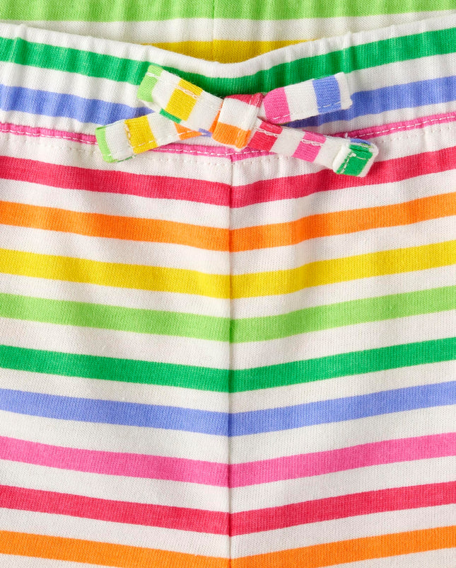 The Children's Place Baby Toddler Girls Pull on Everyday Shorts, Multi Stipe/Rose/Fruits, 12-18 Months
