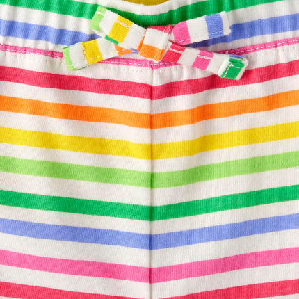 The Children's Place Baby Toddler Girls Pull on Everyday Shorts, Multi Stipe/Rose/Fruits, 2T