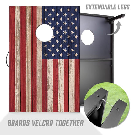 YouTheFan Stars & Stripes 2' x 3' Portable Cornhole Game with Logo Bags