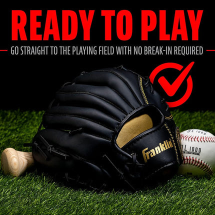 Franklin Sports 11.0 PVC FLDMSTR Gold BBG REG, Black and Gold, 11"