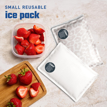 Fit & Fresh Cool Coolers 2 Pack Soft Ice for Lunch Bags, Flexible Stretch Nylon, Durable, Reusable Lunch Box Ice Packs, Soft Ice, Reusable Freezer Packs, Lunch Ice, Easy to Clean, Ivory Feline