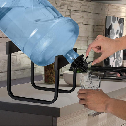 Brio Stainless Steel 3-5 Gallon Water Jug Stand with 2 Dispenser Valves, Rust-Resistant Non Slip Base, BPA Free Fast Flow Spout, Fits 48mm & 55mm Bottles, Black