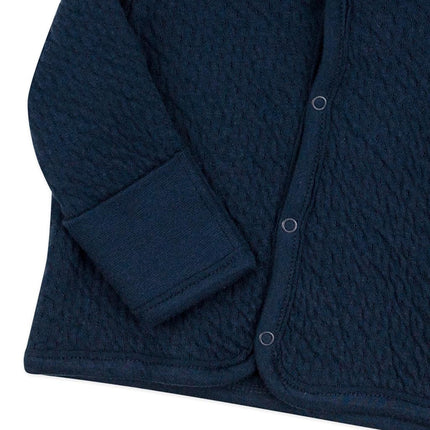 HonestBaby Front Hooded Jackets, Side-snap Top, Hoodies in Cozy 100% Organic Cotton Infant Baby Boys, Girls, Unisex, Dark Navy (Matelasse), 0-3 Months