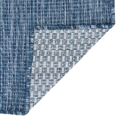 Unique Loom Collection Alfombra lisa jaspeada de transición casual para interior/exterior de tejido plano, 2 pies 7 pulgadas x 12 pies, azul marino/azul claro