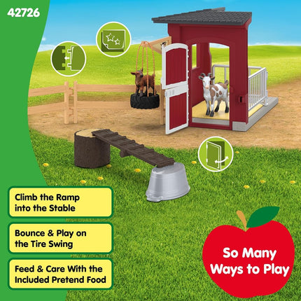 Schleich Farm World - 31Pc Goat Stable Playset - Kids Ages 3+ | 42726