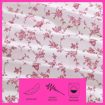 Betsey Johnson - Twin XL Bed Sheets, Soft Bedding with Matching Pillowcase, Fade & Wrinkle Resistant, Lightweight for Year Round Use, Dorm Essentials (Floral Toile Pink)