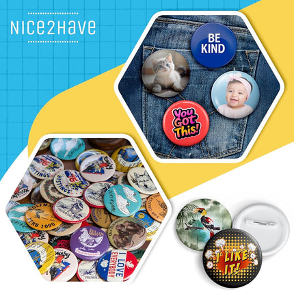 Nice2Have 100 Sets of Pinback Button Parts 58mm (2.25 inch) - Button Maker Supplies for Button Maker Machine