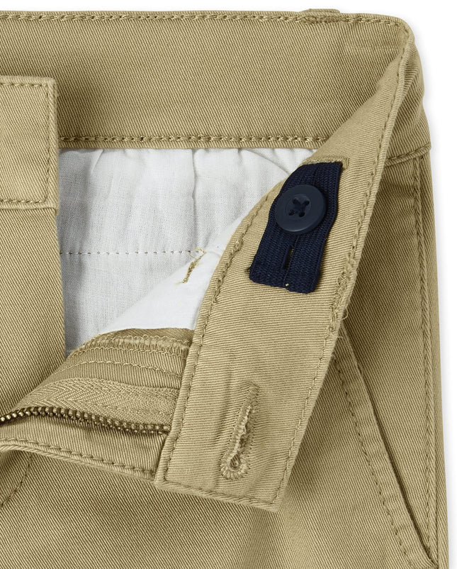 The Children's Place Boys' Stretch Skinny Chino Pants 2-Pack, Flax/New Navy 2 Pack, 7