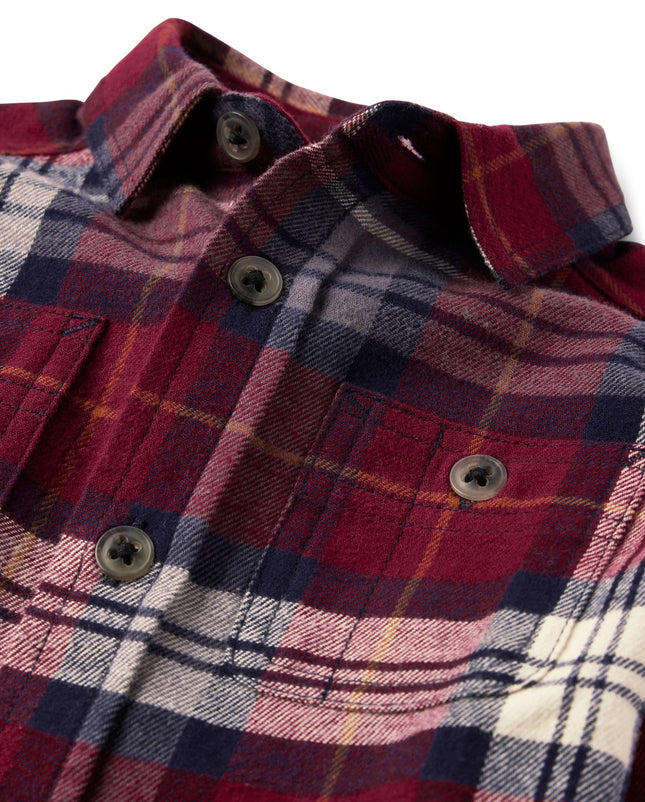 The Children's Place Boys' and Toddler Long Sleeve Plaid Flannel Button Up Shirt, Redwood Plaid, 4T