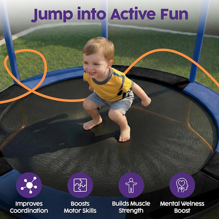 Hurtle Kids Trampoline 55 Inch with Enclosure Indoor Outdoor – Toddler Trampoline with Swing, Gymnastic Rings, Boxing Bag, Adjustable Bar 54kg Capacity for Age 3+