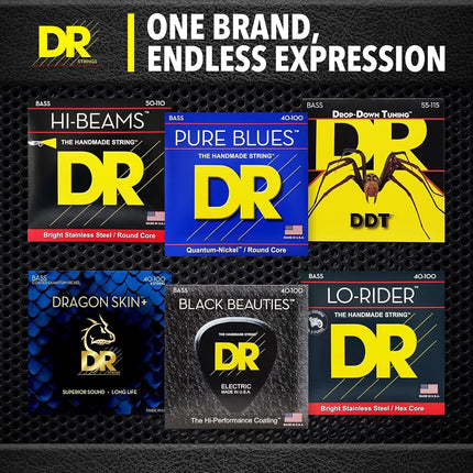 Cuerdas para bajo de 5 cuerdas DR Strings HI-BEAM® Series - Calibre medio 45-125 Escala corta