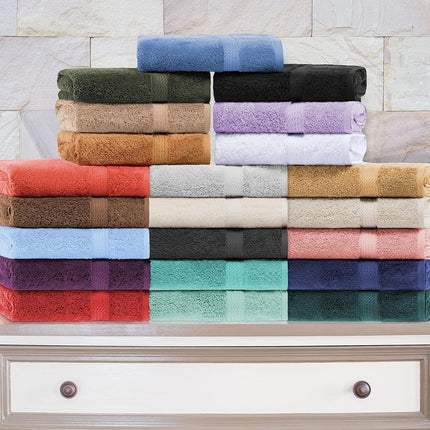 Superior Egyptian Cotton Solid Towel Set, Washcloths 13” x 13”, Hand Towels 20” x 30”, Bath Towels 30” x 55", 800 GSM, Plum, 10-Pieces