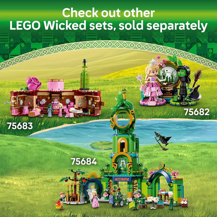 LEGO Wicked Glinda, Elphaba & Nessarose at Shiz University - Building Toy with a Boat, 3 Mini doll Figures and Fun Accessories - Gift for 7+ Year Old Girls & Movie Fans - 75681