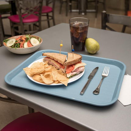 Carlisle FoodService Products Cafe Fast Food Cafeteria Tray with Patterned Surface for Cafeterias, Fast Food, and Dining Room, Plastic, 14" x 18", Slate Blue, (Pack of 12)