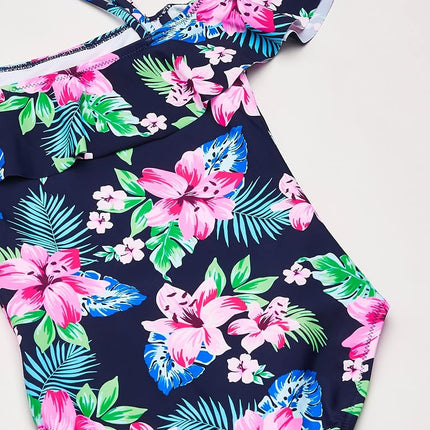Kanu Surf Traje de baño de una pieza con protección solar UPF 50+ para niña, modelo Peggy, color azul marino, talla 10