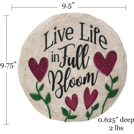Spoontiques - Garden Décor - Life in Full Bloom Stepping Stone - Decorative Stone for Garden