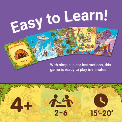Juego de cartas Ravensburger La Isla de los Dinosaurios ¡Lo Encontré! - Divertido juego de encontrar dinosaurios para niños y familias - Fomenta la concentración y la memoria - Edades 4+