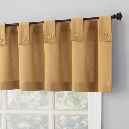 Archaeo Cotton Blend Button Tab Top Cafe Curtains, Valance, 54" x 14, Camel