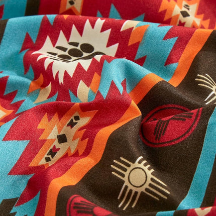 Chezmoi Collection 4-Piece Southwestern Geometric Motif Sheet Set California King Size - Multicolor Red Brown Blue Cream Printed Brushed Microfiber Lightweight Breathable Deep Pocket Bed Sheets