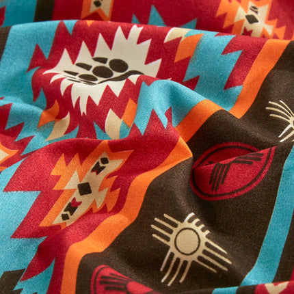 Chezmoi Collection 4-Piece Southwestern Geometric Motif Sheet Set California King Size - Multicolor Red Brown Blue Cream Printed Brushed Microfiber Lightweight Breathable Deep Pocket Bed Sheets