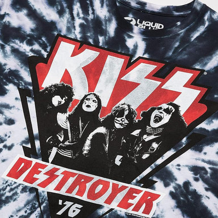 Liquid Blue Unisex's Kiss Destroyer 1976 Short Sleeve T-Shirt, Multi Colored Tie Dye, XL
