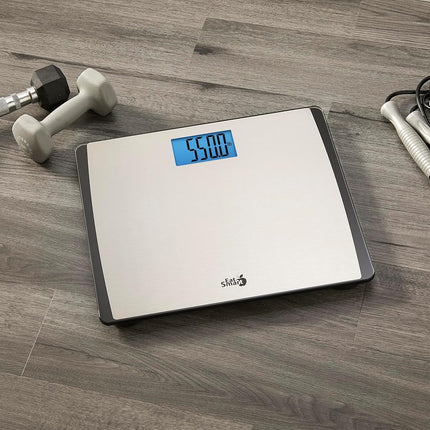 Báscula digital de baño de gran capacidad Eat Smart Precision de 550 libras con plataforma extraancha, de acero inoxidable