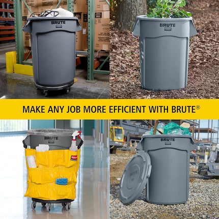 Rubbermaid Commercial Products Brute Container with Venting Channels, 20 gal, Gray