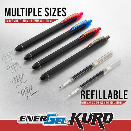 Pentel EnerGel Kuro Liquid Gel Pen .7mm 8/Pkg-Assorted Colors